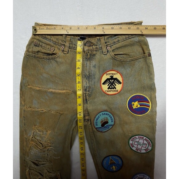 Vintage Levi's 512 Slim Straight Fit Women's Sz 9 JR High-Rise Patched Jeans - Picture 7 of 9